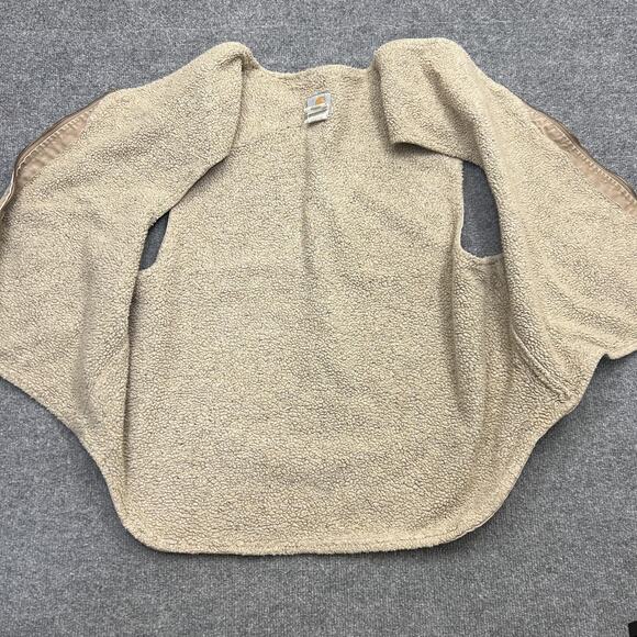 VTG Carhartt Vest Mens 2XL Tan Sherpa Lined Workwear Zip Front V13SDL Made USA - Picture 3 of 8